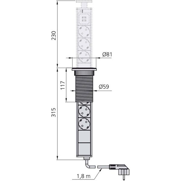 Multiconnecteur élévateur Vertikal 60 mm - EMU-0146