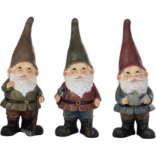Nain de jardin assortis en résine (Lot de 3)