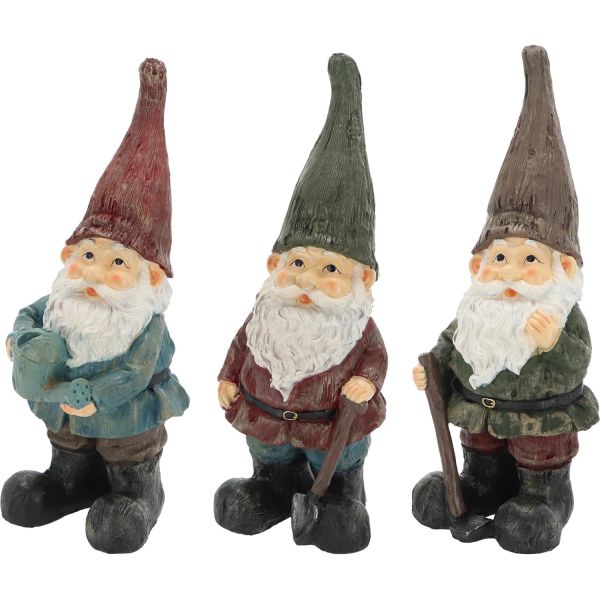 Nain de jardin assortis en résine (Lot de 3) - 6