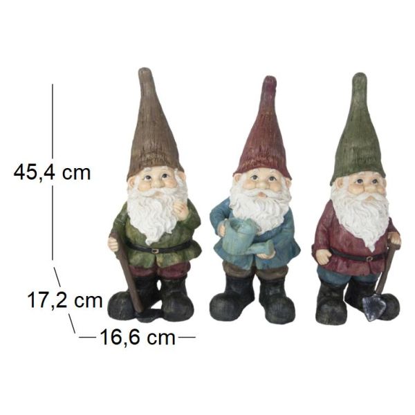 Nain de jardin assortis en résine (Lot de 3) - ESS-1182