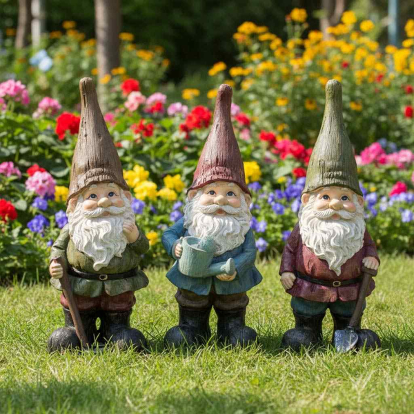 Nain de jardin assortis en résine (Lot de 3) - TRUE TO NATURE