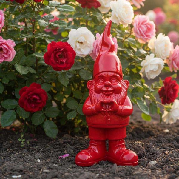 Nain de jardin en résine Cœur 10 x 13 x 29 cm - STOOBZ