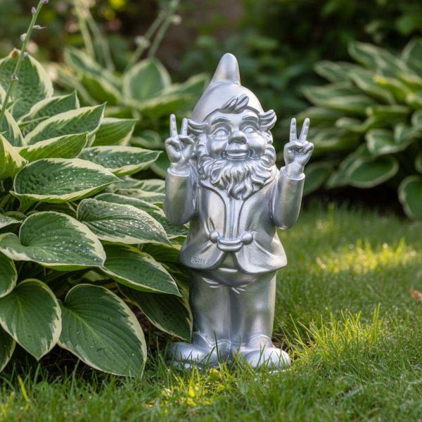 Nain de jardin en résine 13 x 11 x 31 cm Peace - STOOBZ