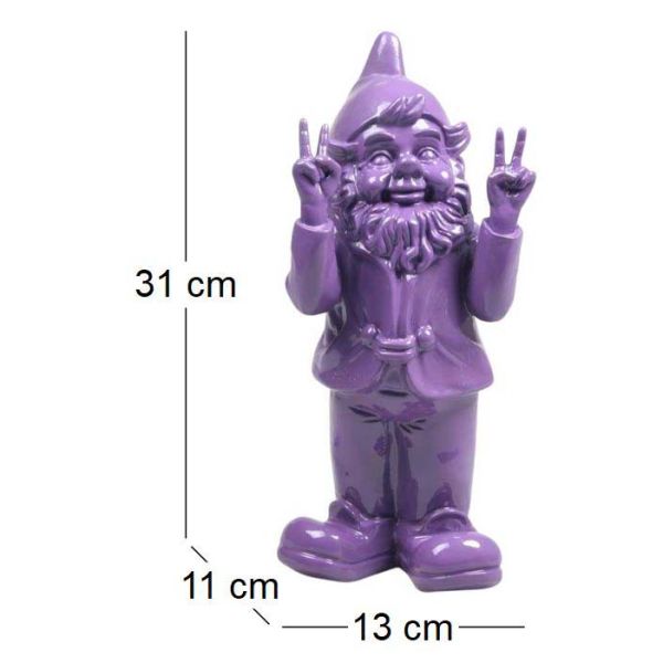 Nain de jardin en résine 13 x 11 x 31 cm Peace - IMH-0417