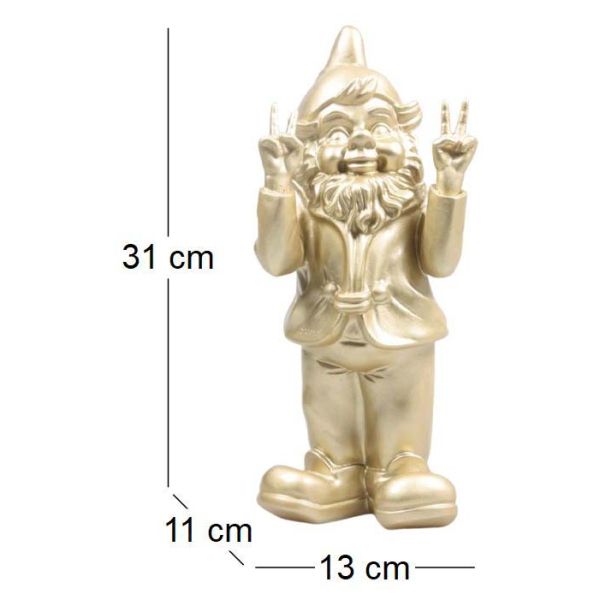 Nain de jardin en résine 13 x 11 x 31 cm Peace - IMH-0298