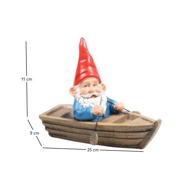 Nain de jardin en résine ballade sur l'eau - IMH-0299