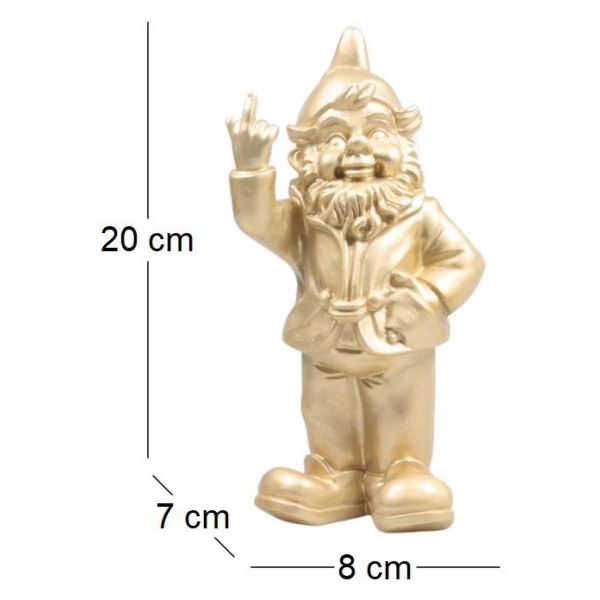 Nain de jardin en résine doigt d'honneur 7 x 8 x 20 cm - IMH-0219