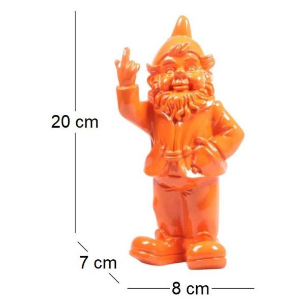 Nain de jardin en résine doigt d'honneur 7 x 8 x 20 cm - IMH-0220