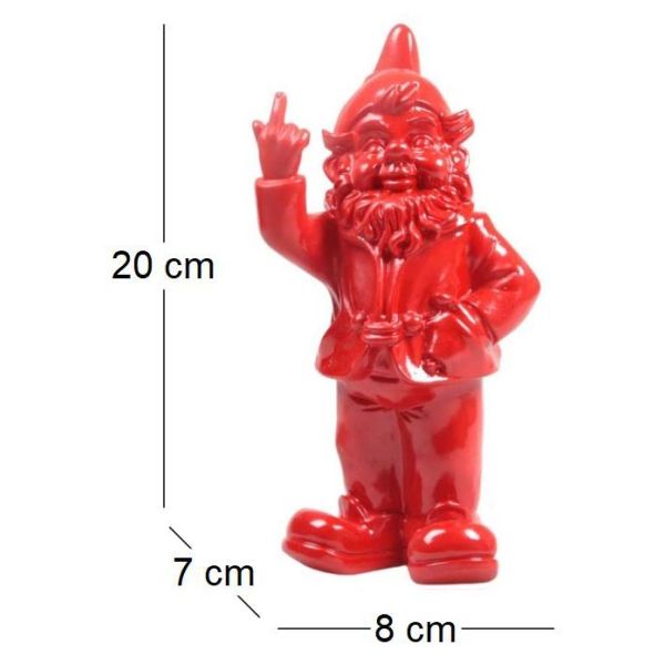 Nain de jardin en résine doigt d'honneur 7 x 8 x 20 cm - IMH-0221