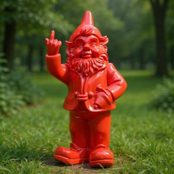 Nain de jardin en résine doigt d'honneur 7 x 8 x 20 cm - STOOBZ