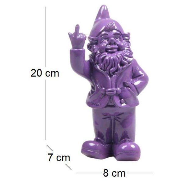 Nain de jardin en résine doigt d'honneur 7 x 8 x 20 cm - IMH-0415