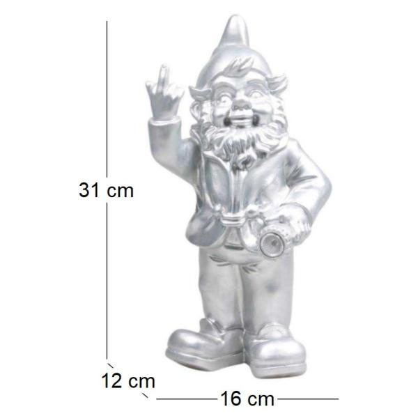 Nain de jardin en résine F*ck avec éclairage solaire 16 x 12 x 31 cm - IMH-0420