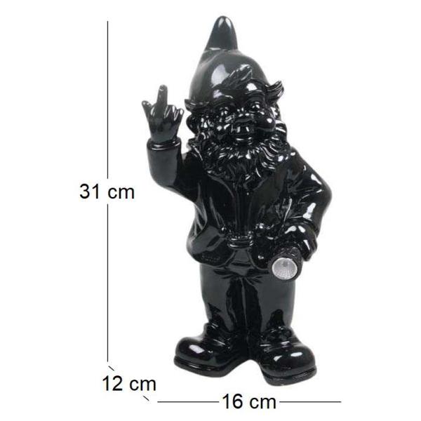 Nain de jardin en résine F*ck avec éclairage solaire 16 x 12 x 31 cm - IMH-0419