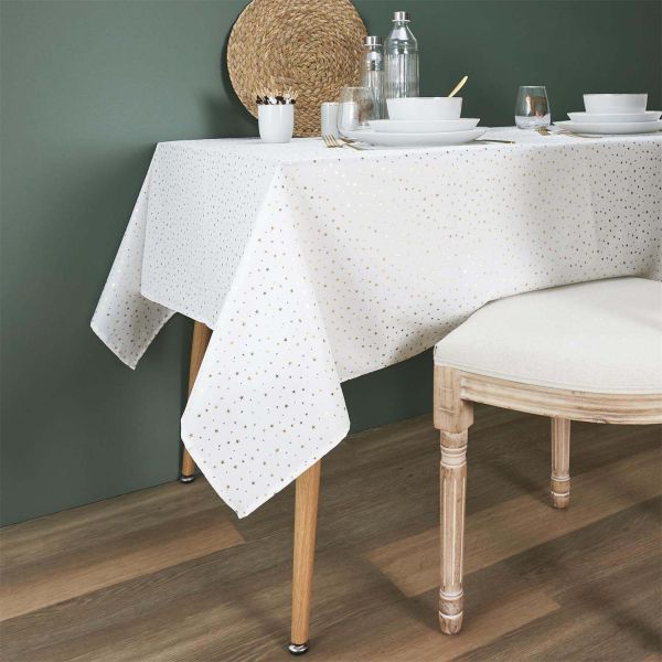 Nappe en polyester motif étoile dorée 140 x 250 cm - THE HOME DECO FACTORY