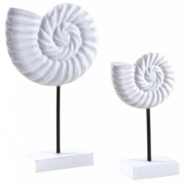 Nautilus en bois blanc sur pieds (Lot de 2)