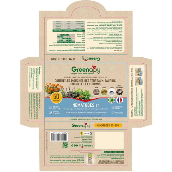 Nématodes Sf anti mouches des terreaux - taupins - chenilles du potager - chenilles du verger - 