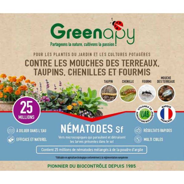 Nématodes Sf anti mouches des terreaux - taupins - chenilles du potager - chenilles du verger