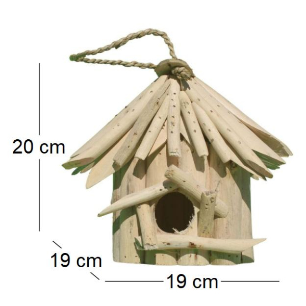 Nichoir carré en bois d'albésia à suspendre - ARL-0102