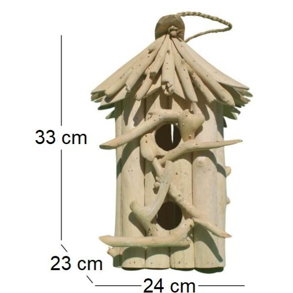 Nichoir carré double en bois d'albésia à suspendre - ARL-0104