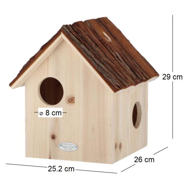 Nichoir pour écureuil avec toît en écorce - ESS-1492