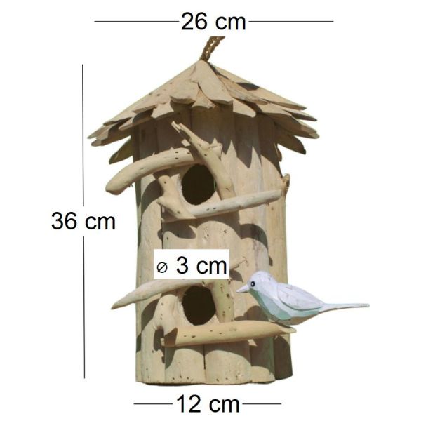 Nichoir hôtel en bois d'albésia à suspendre - 5