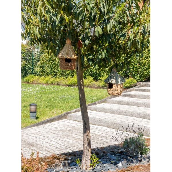 Nichoir en paille et bambou. - 6