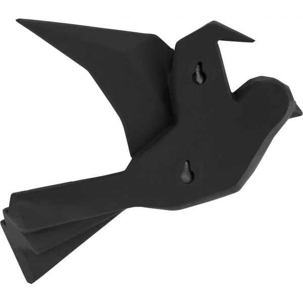 Oiseau fixation murale en résine noir mat origami - PRE-0825