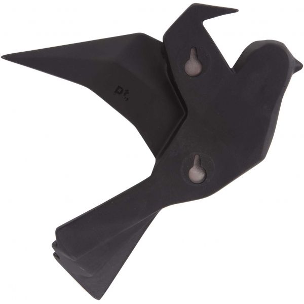 Oiseau fixation murale en résine noir mat origami - PRE-0824
