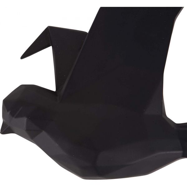 Oiseau fixation murale en résine noir mat origami - PT