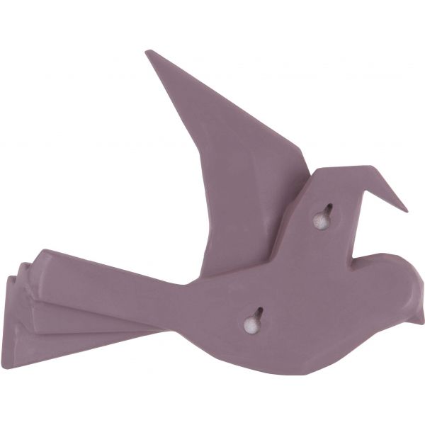 Oiseau fixation murale en résine violet mat origami - PRE-0831
