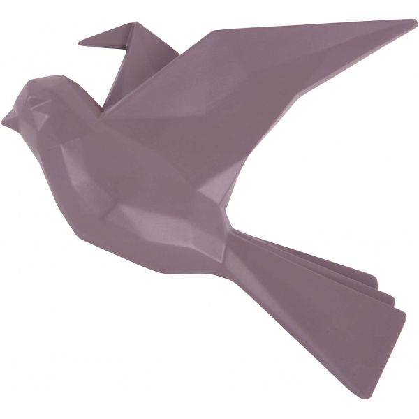 Oiseau fixation murale en résine violet mat origami