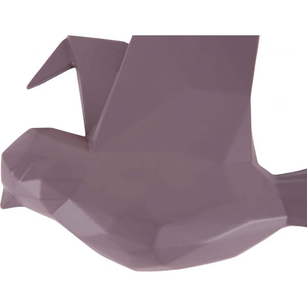 Oiseau fixation murale en résine violet mat origami - PT