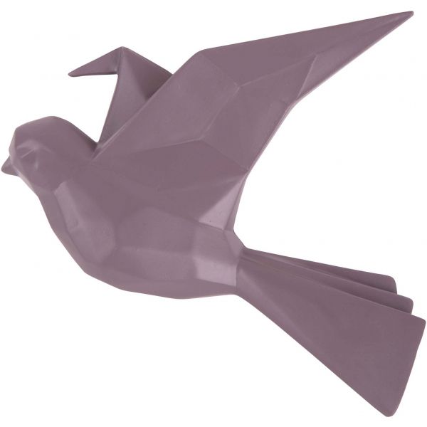 Oiseau fixation murale en résine violet mat origami