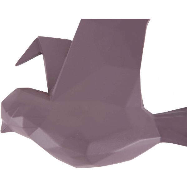 Oiseau fixation murale en résine violet mat origami - PT
