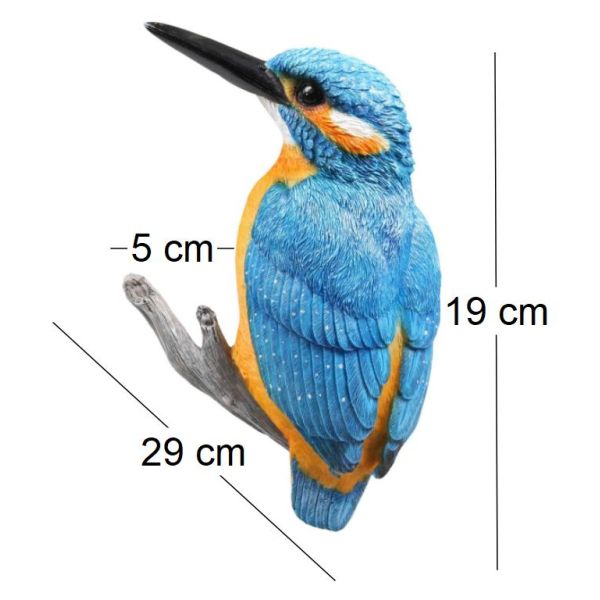 Oiseau martin pêcheur mural en résine 19 x 29 x 5 cm - IMH-0166