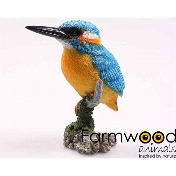 Oiseau martin pêcheur sur tronc en résine - Farmwood animals
