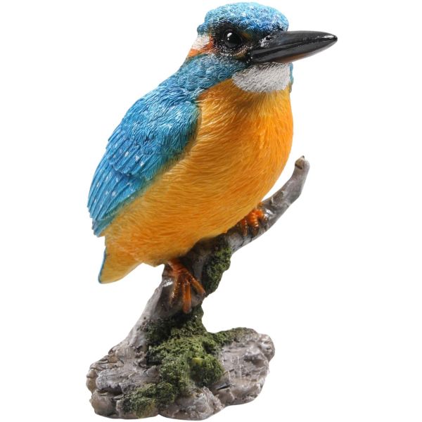 Oiseau martin pêcheur sur tronc en résine