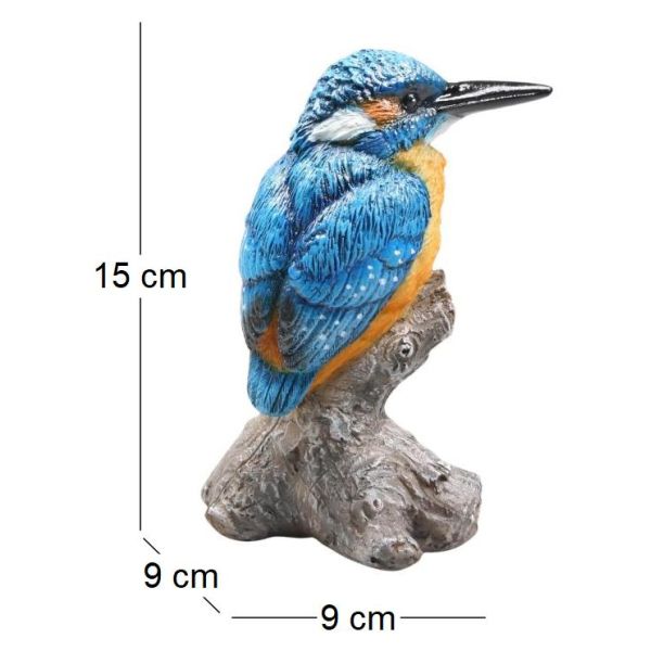 Oiseau martin pêcheur sur tronc en résine - IMH-0181