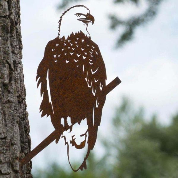 Oiseau sur pique aigle en acier corten - METALBIRD