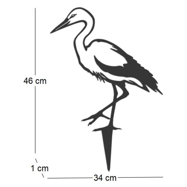 Oiseau sur pique cigogne blanche en acier corten - 5