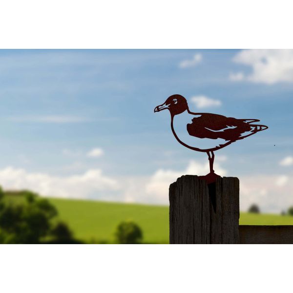 Oiseau sur pique goeland chthyaete en acier corten - MET-0120