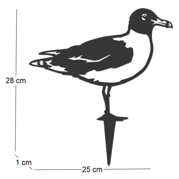 Oiseau sur pique goeland chthyaete en acier corten - 5