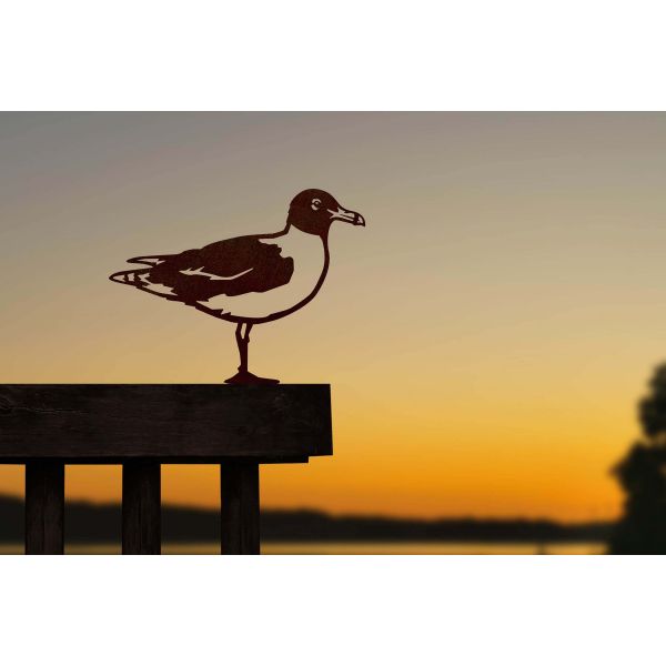 Oiseau sur pique goeland chthyaete en acier corten - METALBIRD