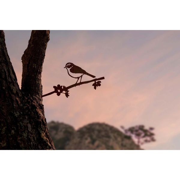 Oiseau sur pique pouillot des canaris en acier corten - METALBIRD