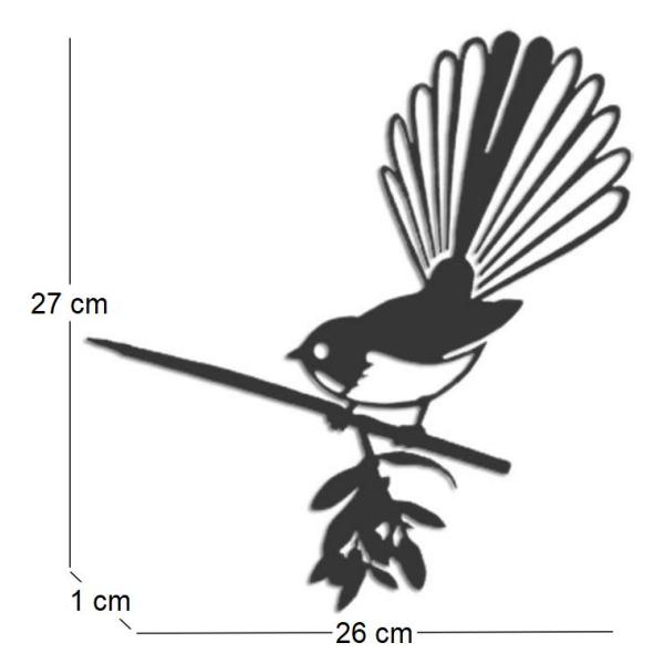 Oiseau sur pique rhipidura en acier corten - 5