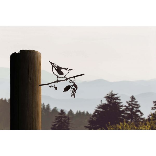 Oiseau sur pique sittelle en acier corten - METALBIRD