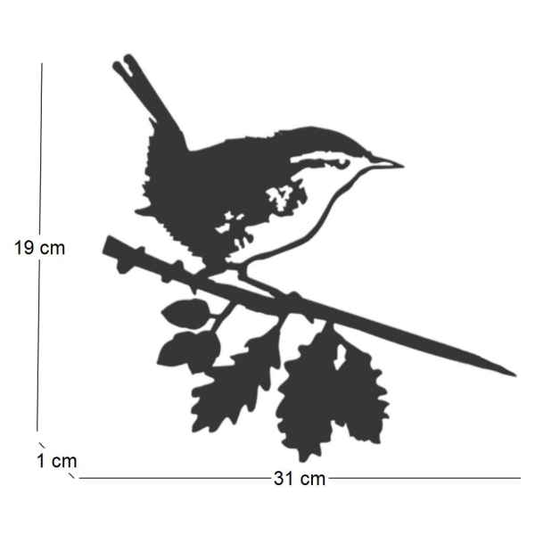 Oiseau sur pique troglodyte mignon en acier corten - 5