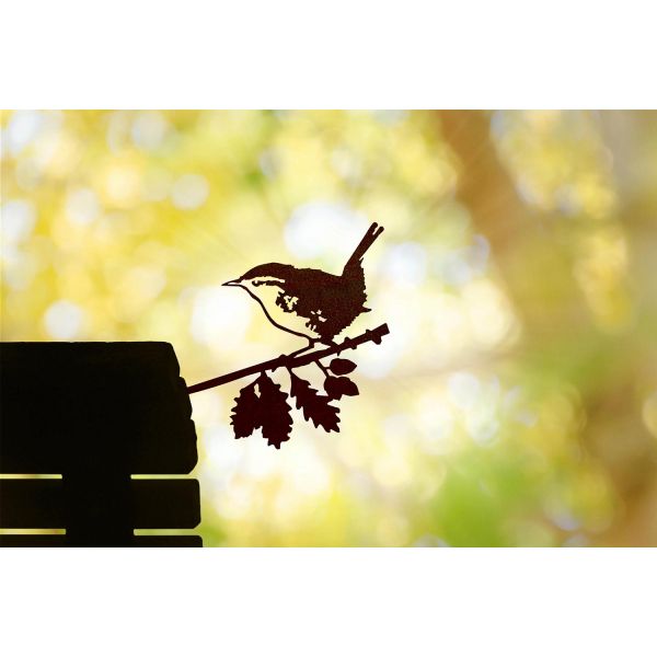 Oiseau sur pique troglodyte mignon en acier corten - METALBIRD