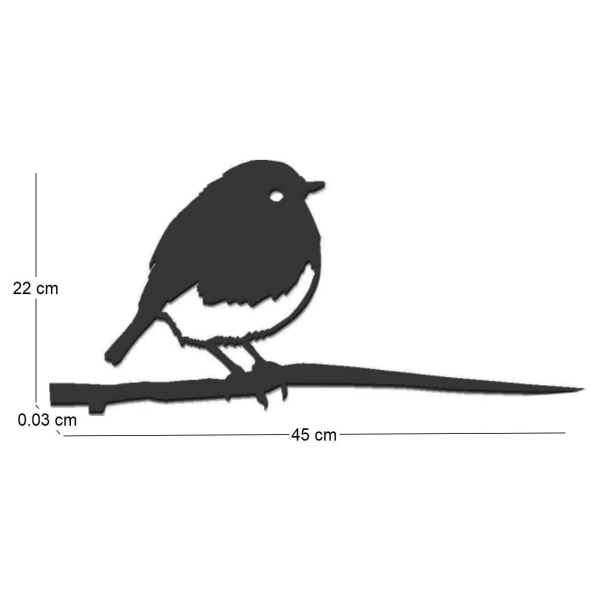 Oiseau à planter rouge gorge en acier corten - 7