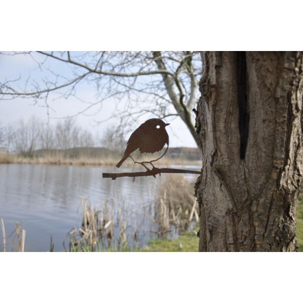 Oiseau à planter rouge gorge en acier corten - 54,90